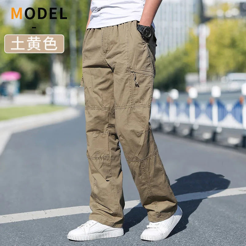 Men’s Cotton Cargo Pants – Loose Fit Work & Casual Joggers up to 6XL