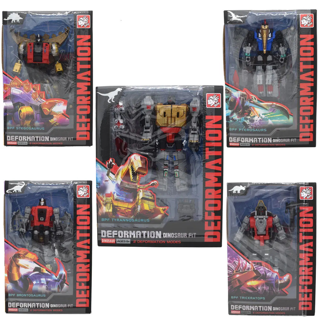 5-in-1 Dinoking Volcanicus Grimlock & Dinobots Transforming Robot Action Figures