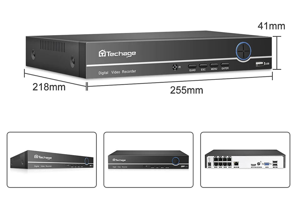 Techage 8CH 4MP POE Security Camera System Kit with AI Face Detection and Audio Recording