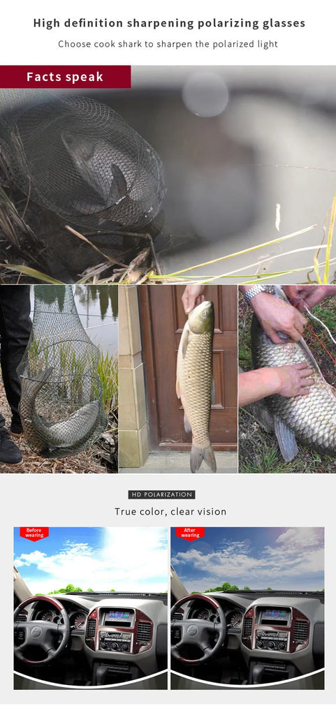 Cook Shark Aluminum-Magnesium HD Polarized Sunglasses for Men – UV400 Photochromic Driving Glasses