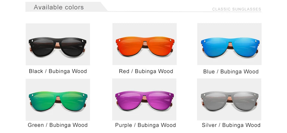 KINGSEVEN Natural Bubinga Wooden Polarized Sunglasses UV400 Square Frame B-5510