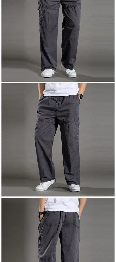 Men’s Cotton Cargo Pants – Loose Fit Work & Casual Joggers up to 6XL