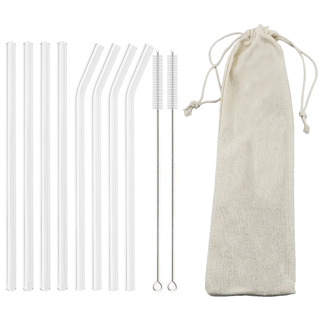 High Borosilicate Glass Straw Set – Reusable Eco-Friendly Drinking Straws with Cleaning Brush