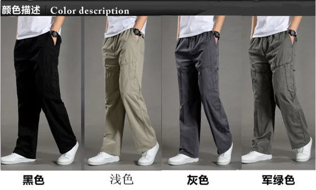 Men’s Cotton Cargo Pants – Loose Fit Work & Casual Joggers up to 6XL