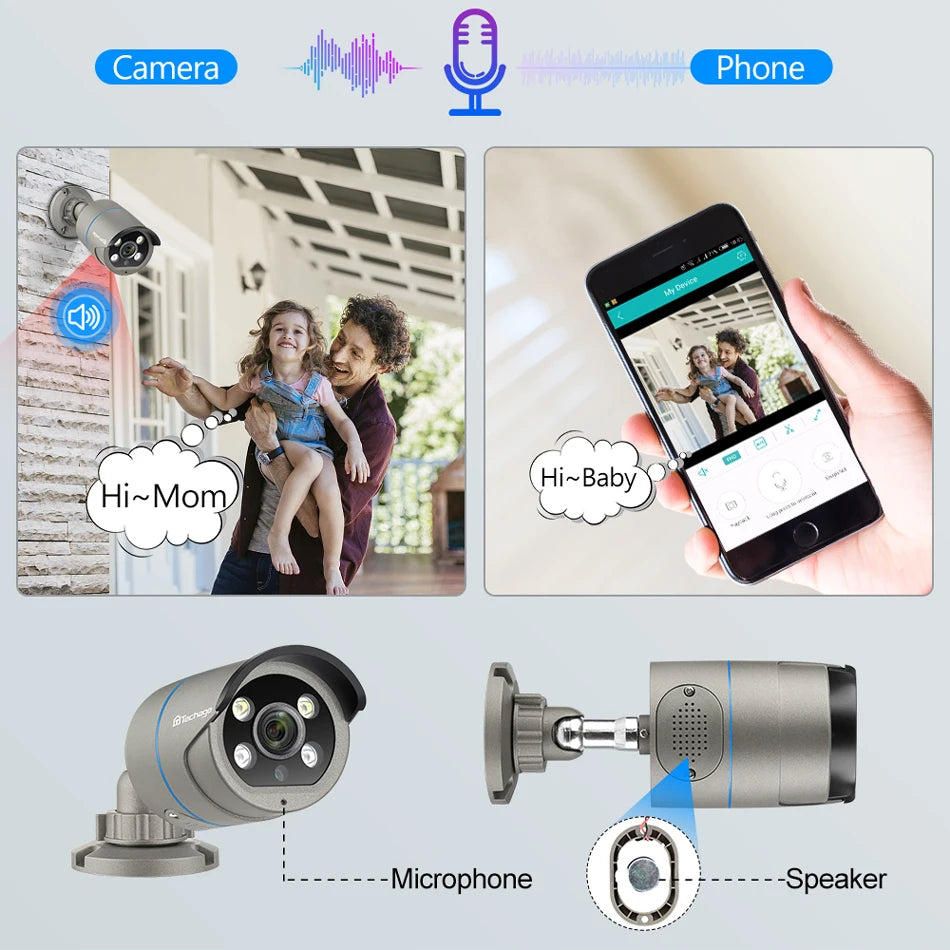 Techage 8CH 4MP POE Security Camera System Kit with AI Face Detection and Audio Recording