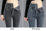 Thermal Fleece-Lined High-Waist Skinny Jeans for Women – Warm Stretch Winter Pencil Pants thumbnail 8