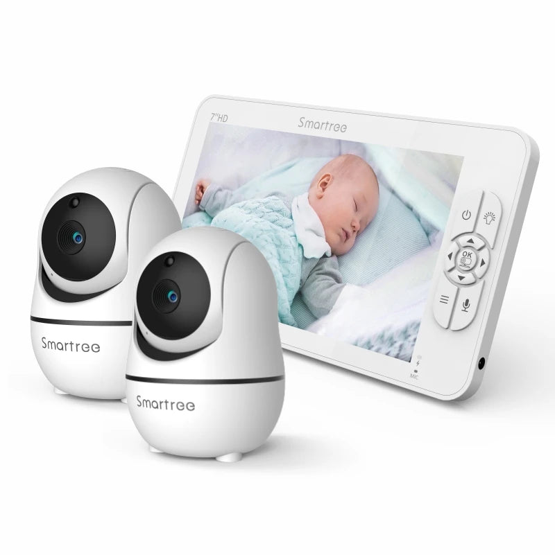 SM70V2 7" 1080P HD Split Screen Video Baby Monitor with Two Cameras – Hack Proof, Remote Zoom/Pan/Tilt, 4000mAh Battery