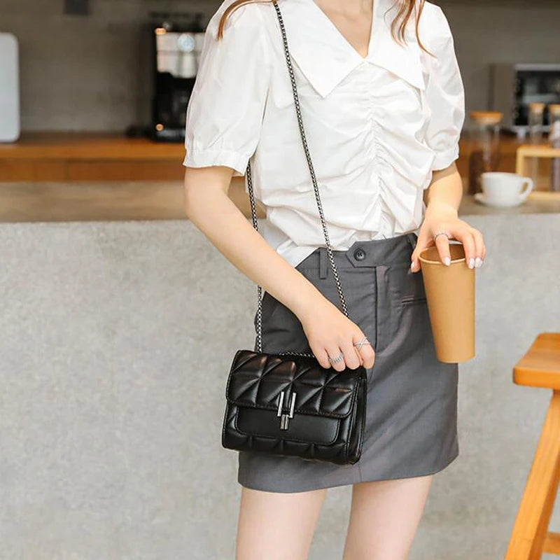 Luxury Designer Chain Shoulder Bag – Women’s PU Leather Crossbody Flap Handbag