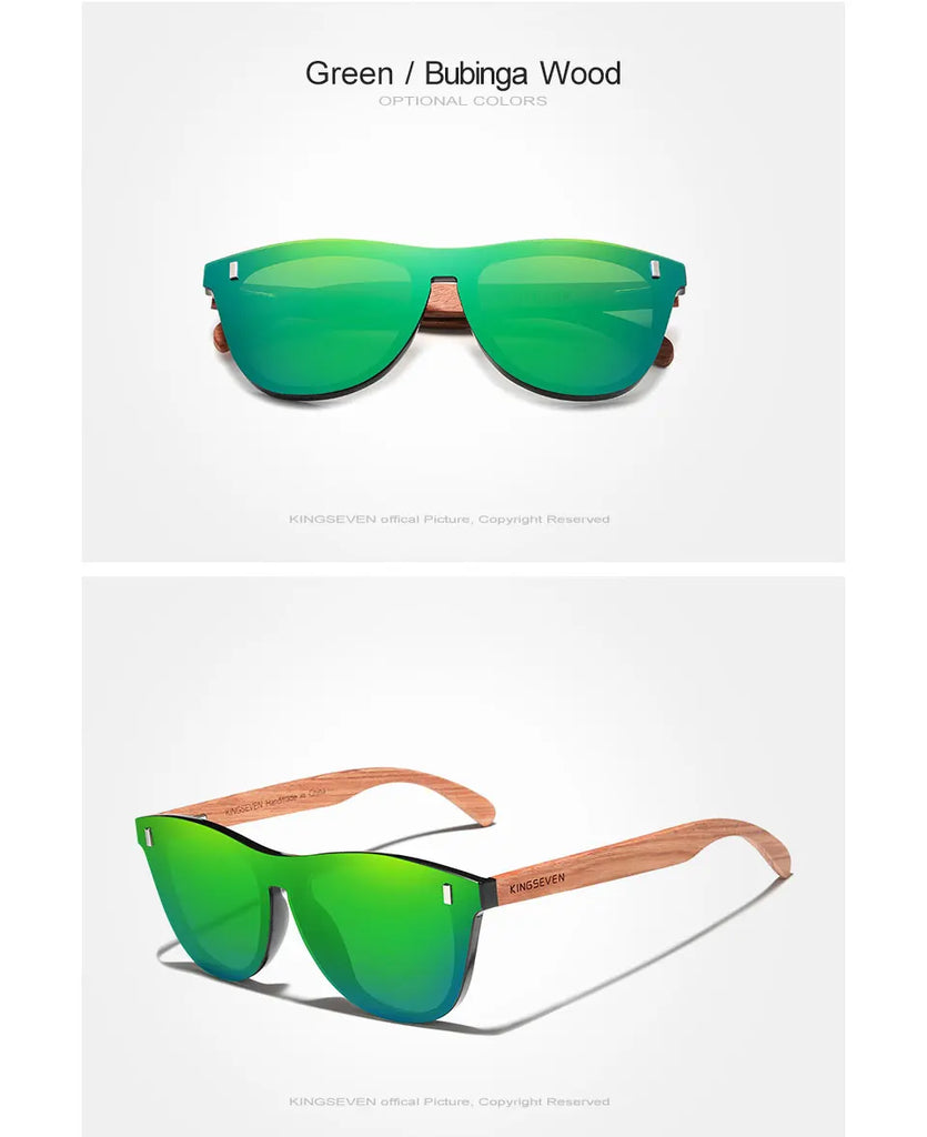 KINGSEVEN Natural Bubinga Wooden Polarized Sunglasses UV400 Square Frame B-5510