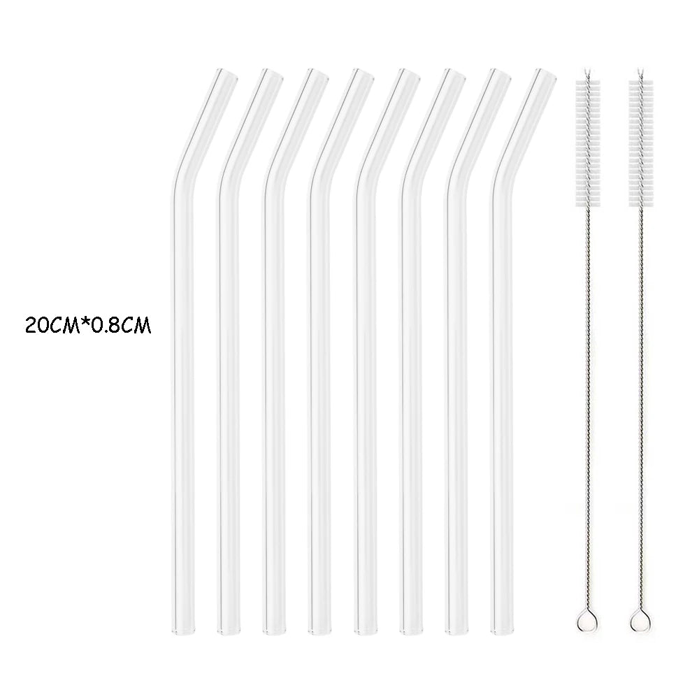 High Borosilicate Glass Straw Set – Reusable Eco-Friendly Drinking Straws with Cleaning Brush