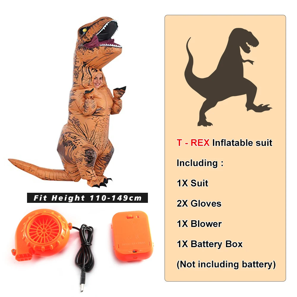 T-Rex Inflatable Dinosaur Costume – Kids & Adults Tyrannosaurus Fancy Dress