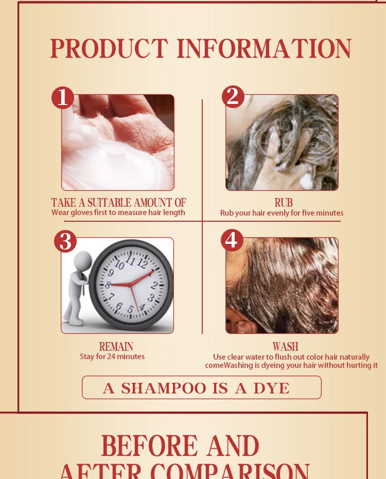 Mokeru Natural Organic Hair Color Shampoo – Permanent Long-Lasting Dye for Women & Men, Argan Oil Infused, 500ml
