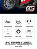 1/10 Scale Electric RC Motorcycle – High Speed 4-Channel Off-Road Remote Control Car thumbnail 10