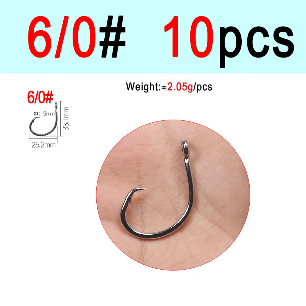ICERIO Stainless Steel Saltwater Fishing Circle Hooks – Anti-Corrosion, Ultra-Sharp, Durable (6/0#–16/0#)