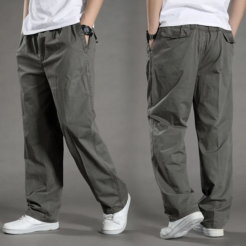 Men’s Cotton Cargo Pants – Loose Fit Work & Casual Joggers up to 6XL