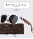 GM Transparent Color Frame Polarized Sunglasses – Handmade Wood Style UV400 Outdoor Shades with Box thumbnail 7