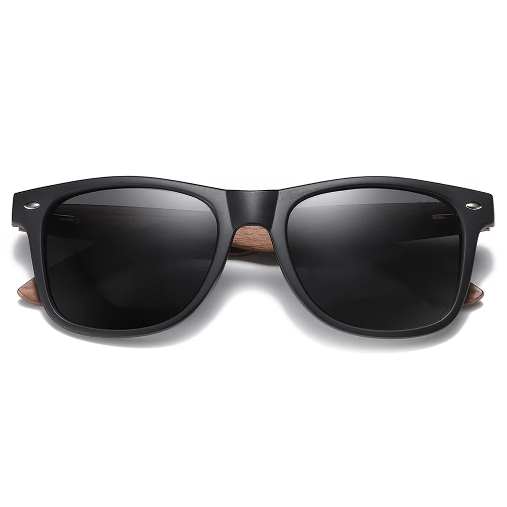 GM Handmade Walnut Wooden Polarized Mirror Sunglasses UV400 Vintage Pilot Style for Men and Women