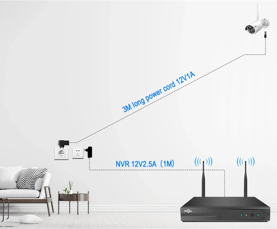 Hiseeu 3/5MP WiFi CCTV Camera Security System 10CH NVR Wireless Surveillance with IR Night Vision