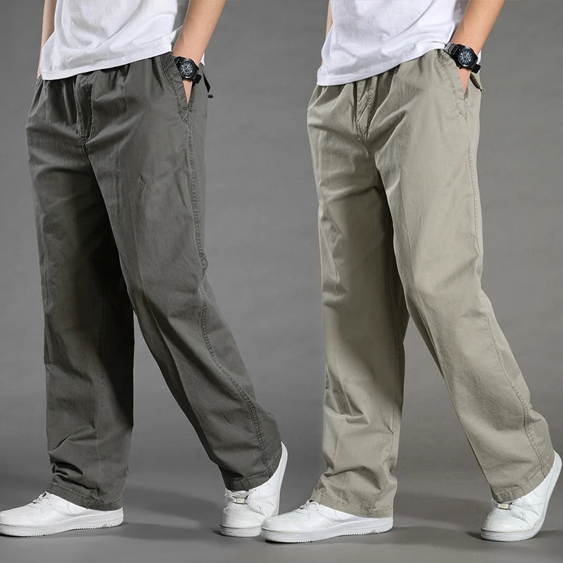 Men’s Cotton Cargo Pants – Loose Fit Work & Casual Joggers up to 6XL