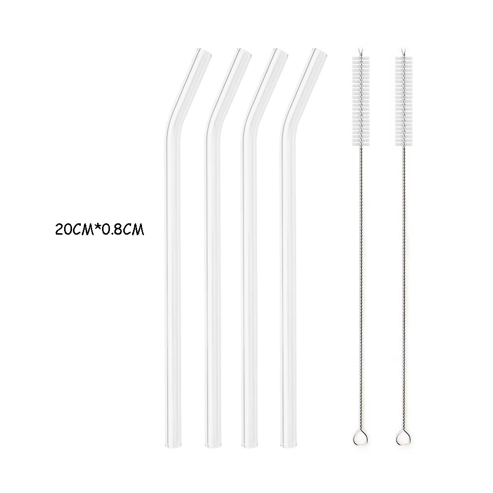 High Borosilicate Glass Straw Set – Reusable Eco-Friendly Drinking Straws with Cleaning Brush