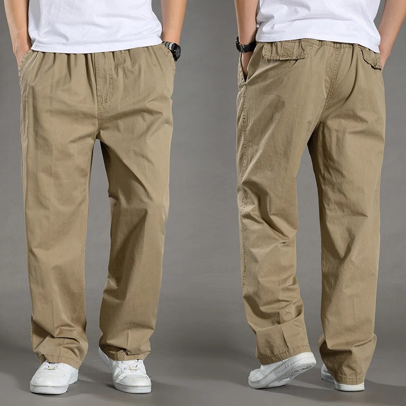 Men’s Cotton Cargo Pants – Loose Fit Work & Casual Joggers up to 6XL