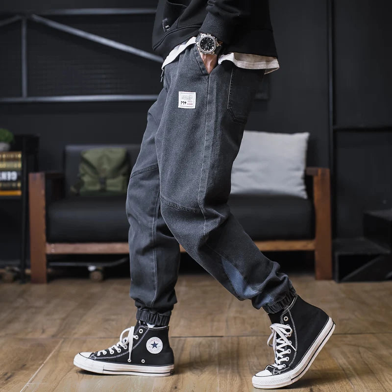 Men’s Plus Size Loose Harem Jeans – Streetwear Cargo Jogger Denim Pants