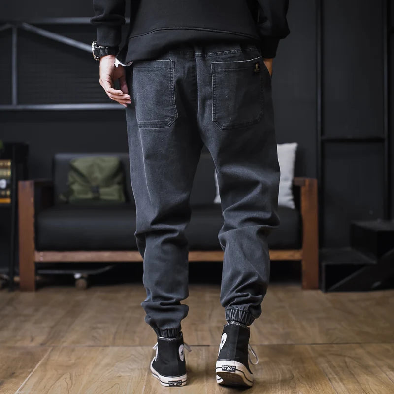 Men’s Plus Size Loose Harem Jeans – Streetwear Cargo Jogger Denim Pants
