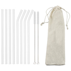 High Borosilicate Glass Straw Set – Reusable Eco-Friendly Drinking Straws with Cleaning Brush