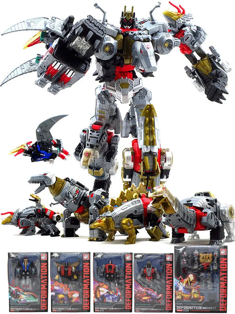 5-in-1 Dinoking Volcanicus Grimlock & Dinobots Transforming Robot Action Figures