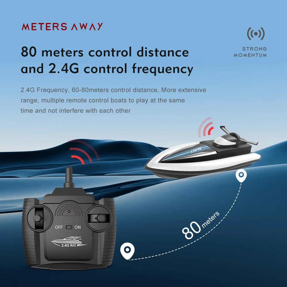 2.4G LSRC-B8 High-Speed RC Racing Boat – Waterproof Electric Remote Control Speedboat for Teens