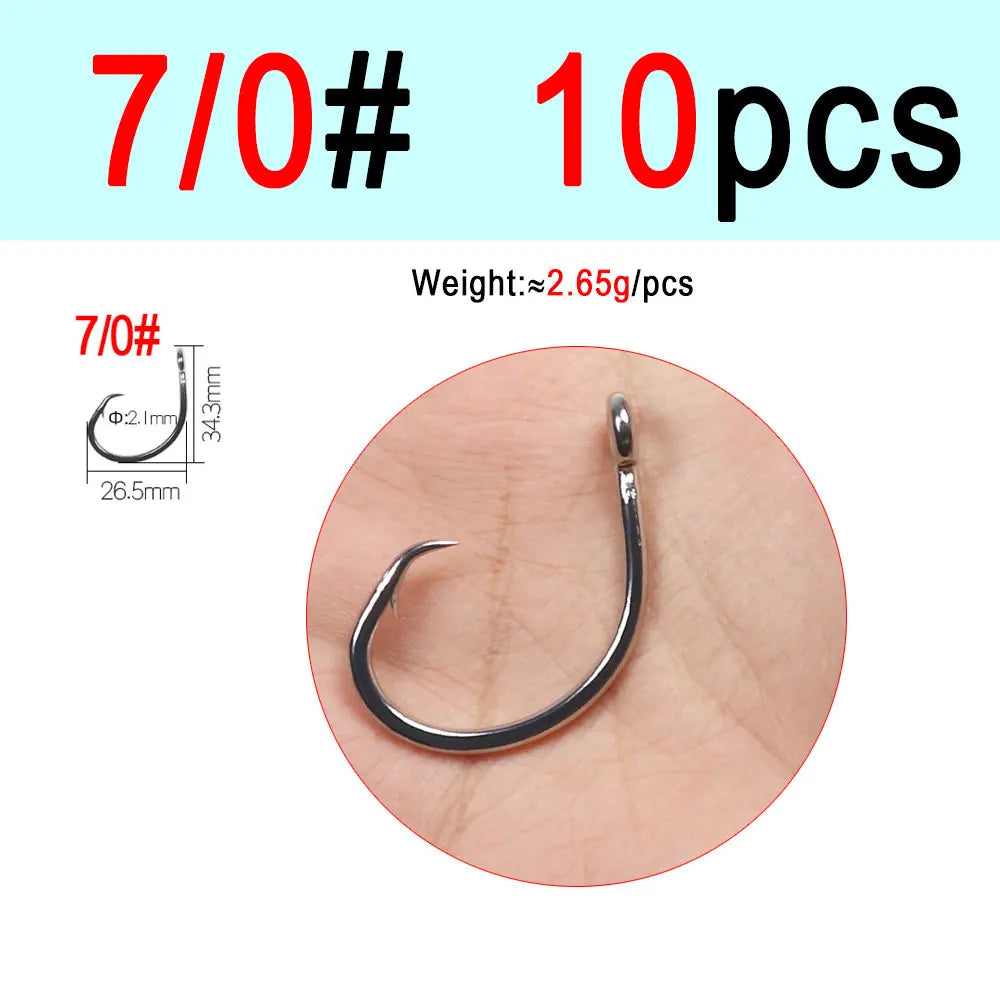 ICERIO Stainless Steel Saltwater Fishing Circle Hooks – Anti-Corrosion, Ultra-Sharp, Durable (6/0#–16/0#)