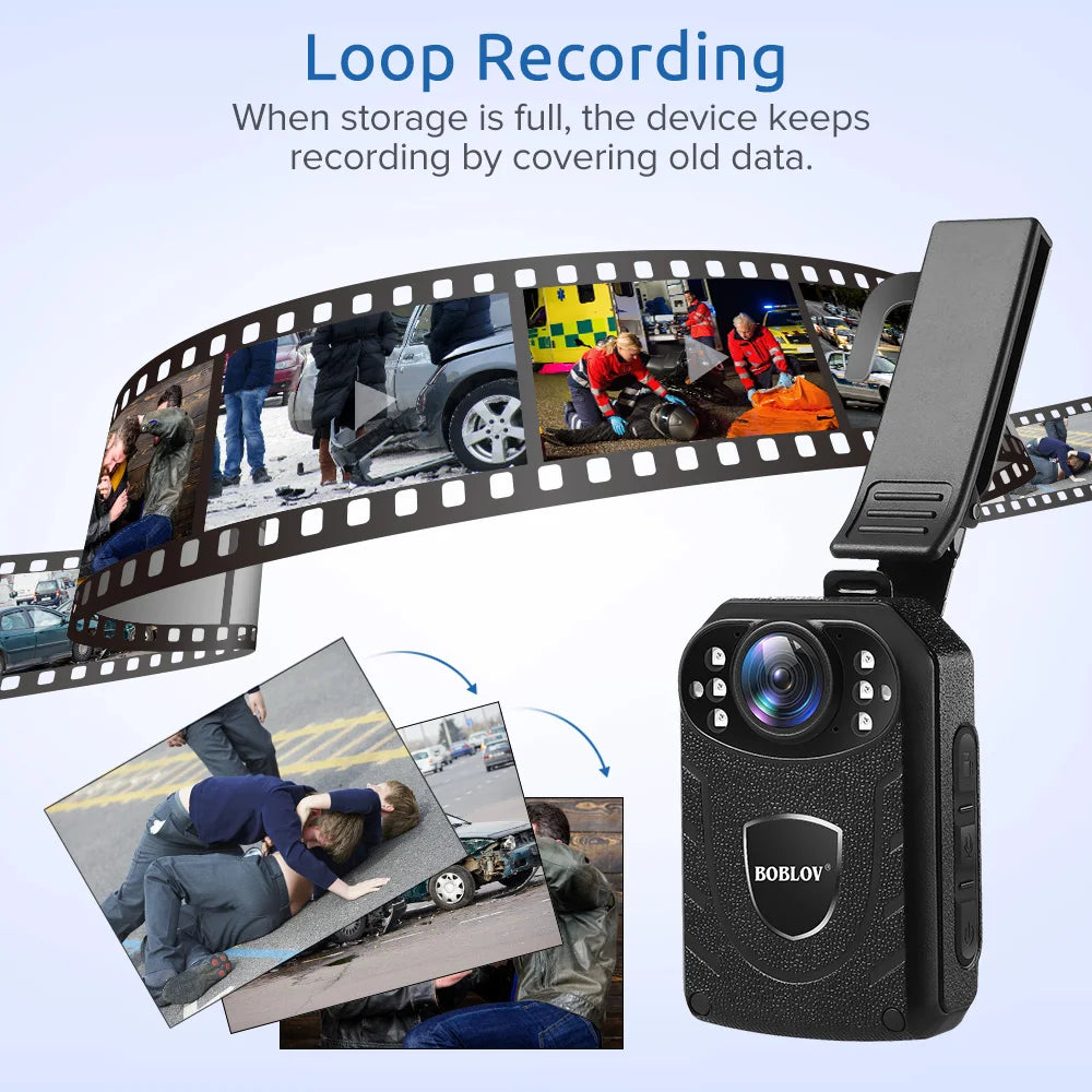 Boblov KJ21 Body-Worn Mini Camera 1296P HD DVR with IR Night Vision and 170° Wide Angle