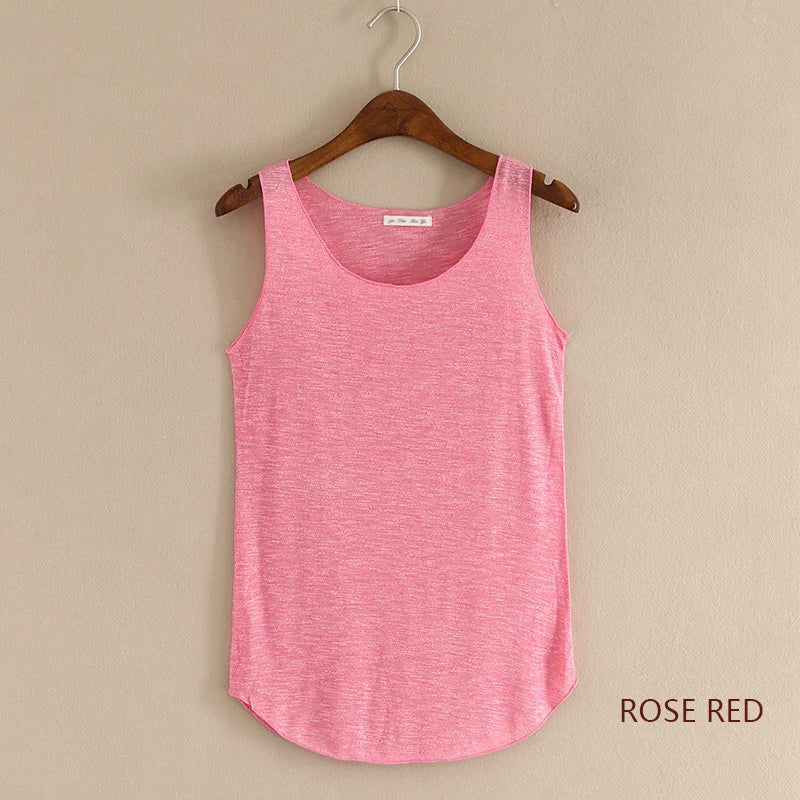 Women’s Summer Fitness Tank Top – Plus Size Loose Fit Cotton O-Neck Casual Top