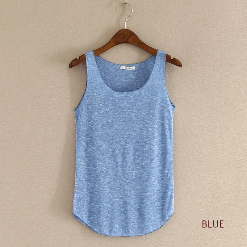 Women’s Summer Fitness Tank Top – Plus Size Loose Fit Cotton O-Neck Casual Top