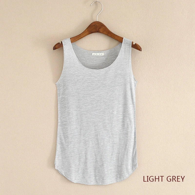 Women’s Summer Fitness Tank Top – Plus Size Loose Fit Cotton O-Neck Casual Top