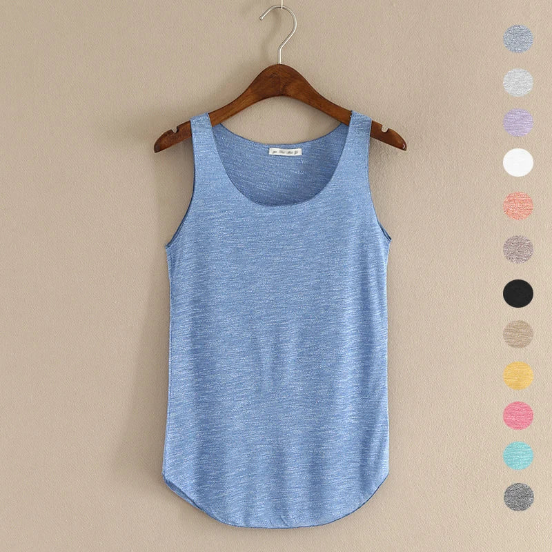 Women’s Summer Fitness Tank Top – Plus Size Loose Fit Cotton O-Neck Casual Top