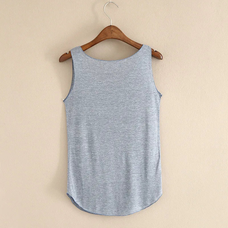 Women’s Summer Fitness Tank Top – Plus Size Loose Fit Cotton O-Neck Casual Top
