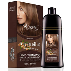 Mokeru Natural Organic Hair Color Shampoo – Permanent Long-Lasting Dye for Women & Men, Argan Oil Infused, 500ml
