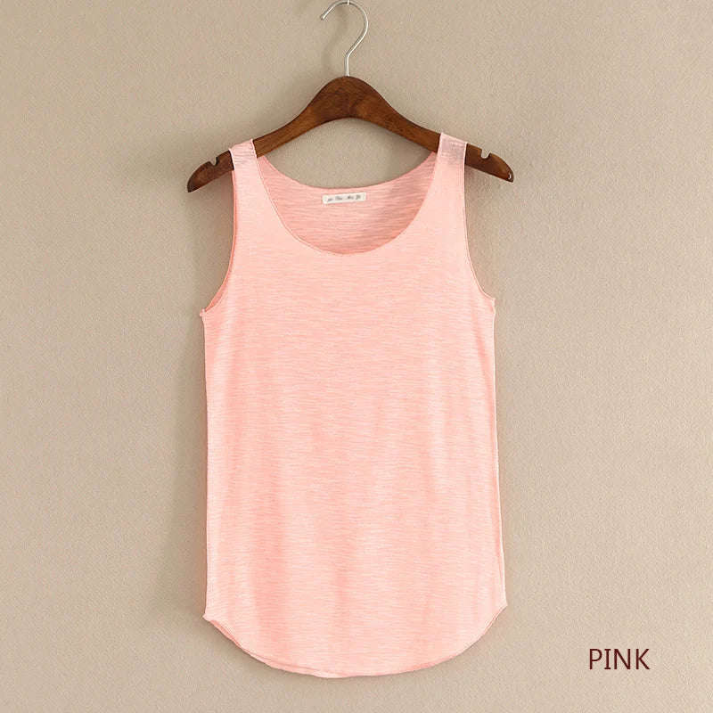 Women’s Summer Fitness Tank Top – Plus Size Loose Fit Cotton O-Neck Casual Top