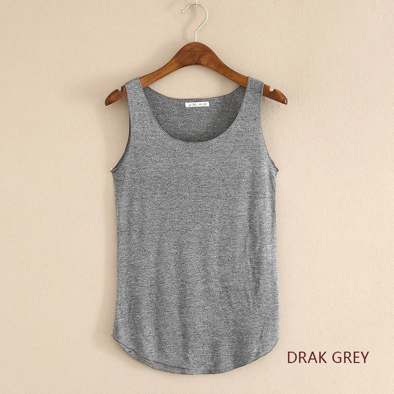 Women’s Summer Fitness Tank Top – Plus Size Loose Fit Cotton O-Neck Casual Top
