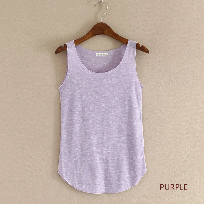 Women’s Summer Fitness Tank Top – Plus Size Loose Fit Cotton O-Neck Casual Top