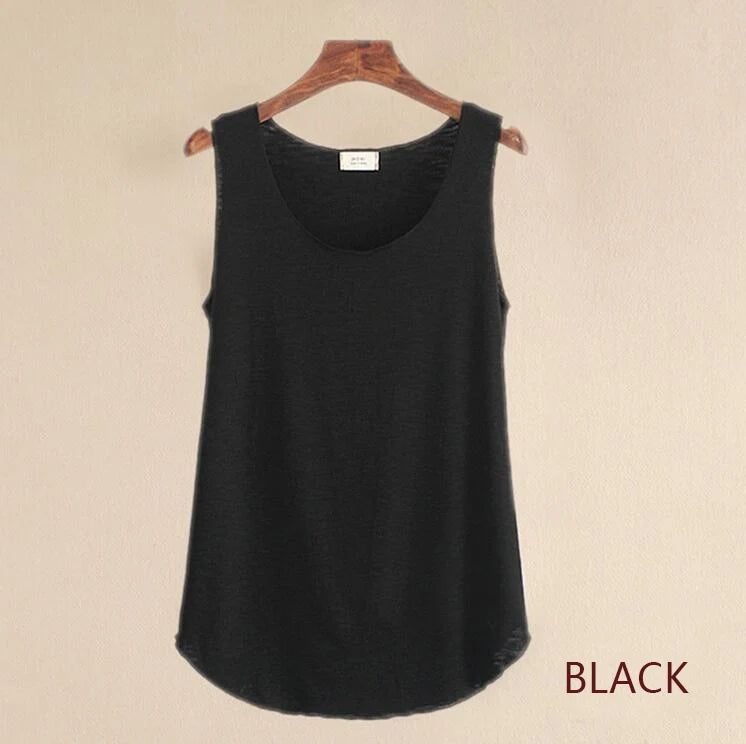 Women’s Summer Fitness Tank Top – Plus Size Loose Fit Cotton O-Neck Casual Top