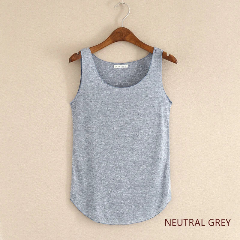 Women’s Summer Fitness Tank Top – Plus Size Loose Fit Cotton O-Neck Casual Top
