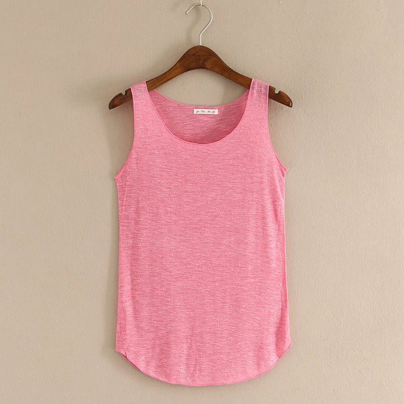 Women’s Summer Fitness Tank Top – Plus Size Loose Fit Cotton O-Neck Casual Top