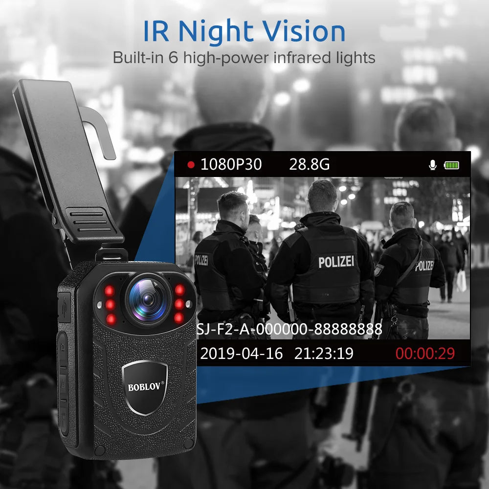 Boblov KJ21 Body-Worn Mini Camera 1296P HD DVR with IR Night Vision and 170° Wide Angle