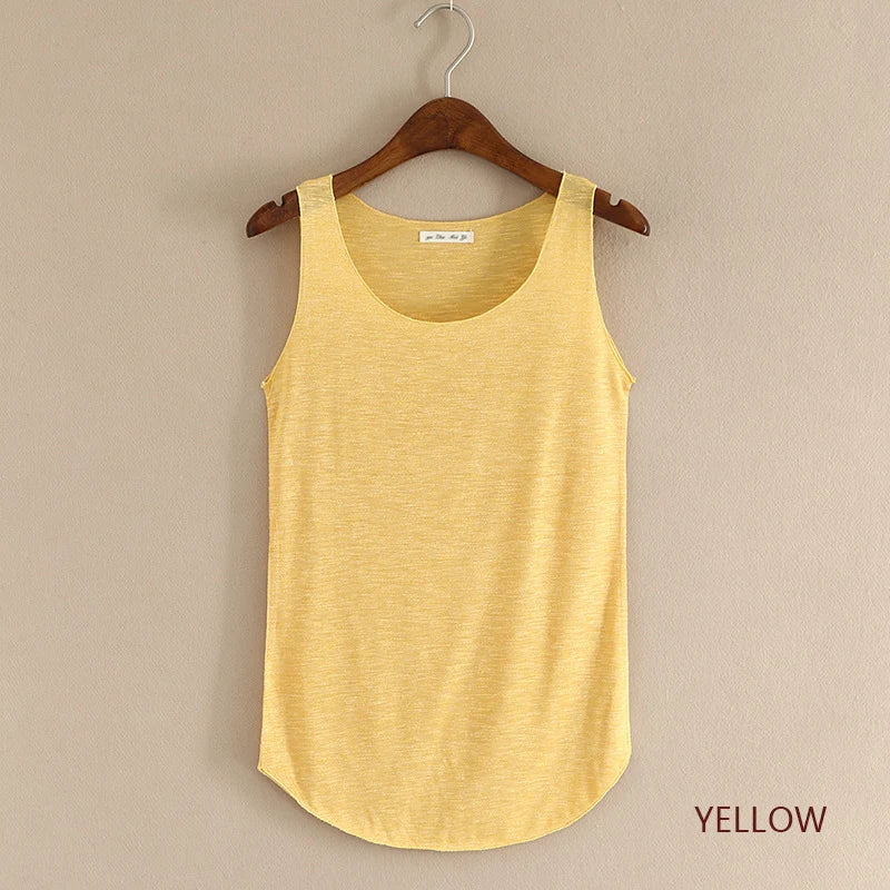 Women’s Summer Fitness Tank Top – Plus Size Loose Fit Cotton O-Neck Casual Top