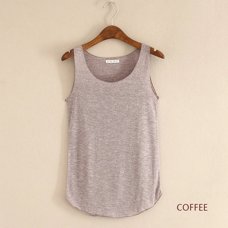 Women’s Summer Fitness Tank Top – Plus Size Loose Fit Cotton O-Neck Casual Top