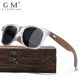 GM Transparent Color Frame Polarized Sunglasses – Handmade Wood Style UV400 Outdoor Shades with Box thumbnail 1