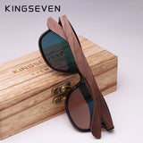KINGSEVEN UV400 Polarized Walnut Wood Sunglasses Handmade Rectangle Outdoor Eyewear for Men and Women thumbnail 2