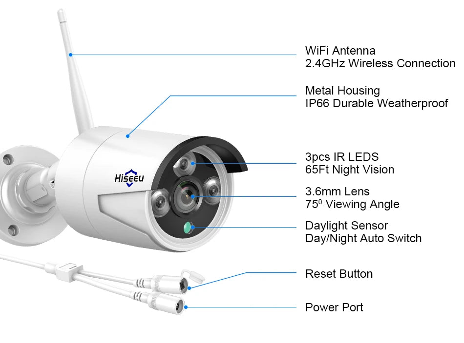 Hiseeu 3/5MP WiFi CCTV Camera Security System 10CH NVR Wireless Surveillance with IR Night Vision